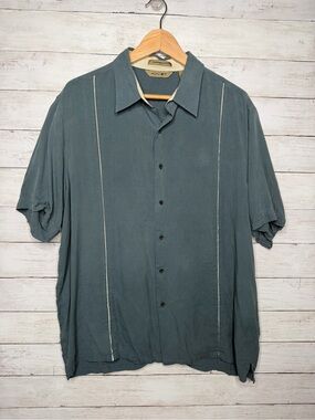 Axist 100% Silk Short Sleeve Button Up Shirt Men’s XL